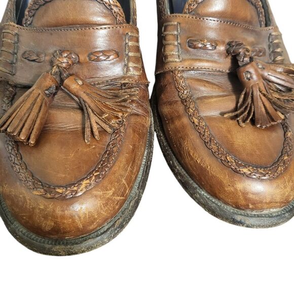 Cole Haan Bragano Brown Leather Tassle Mens Loafers Italy 9 - Picture 4 of 10